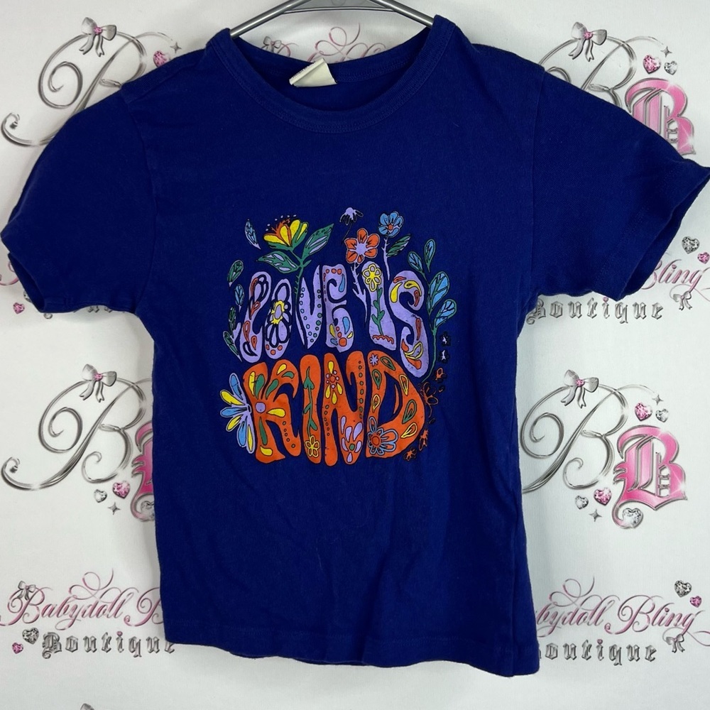 Urban Outfitters love is kind Kids Blue orange yellow Graphic Tee